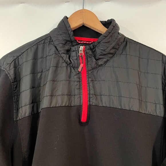 Eddie Bauer Men's Black Pullover Mixed Fabric Fleece Pockets XXL - Picture 4 of 9